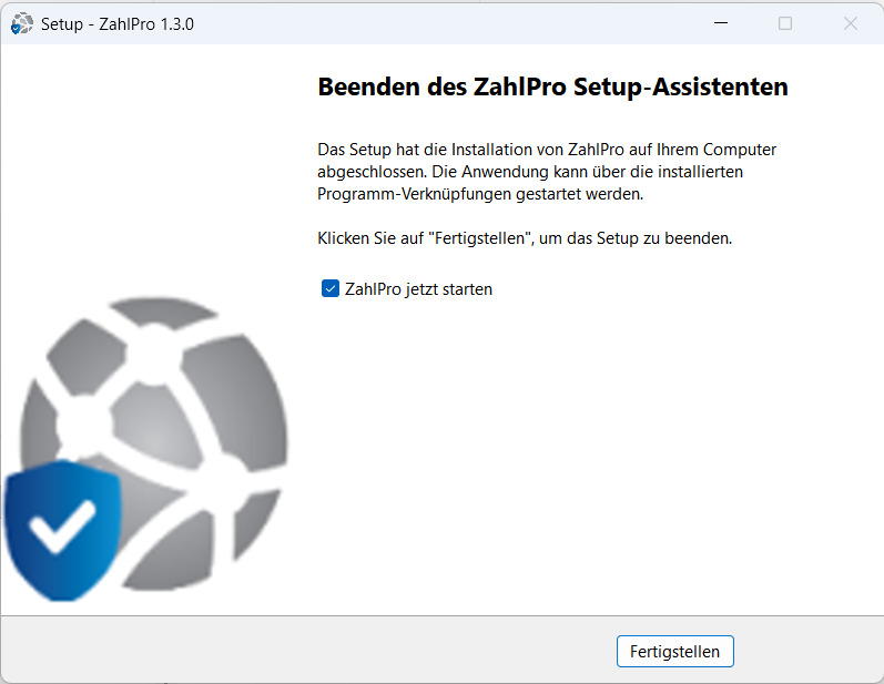 ZahlPro Setup – Installation abgeschlossen