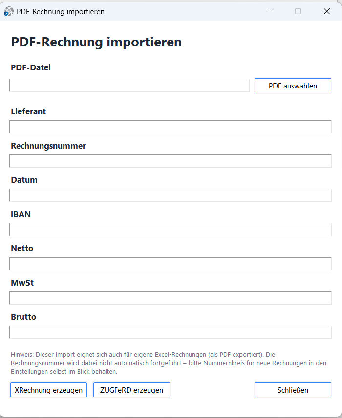 ZahlPro &ndash; PDF-Rechnung importieren