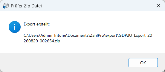ZahlPro – Prüfer-ZIP GDPdU-Export erstellt